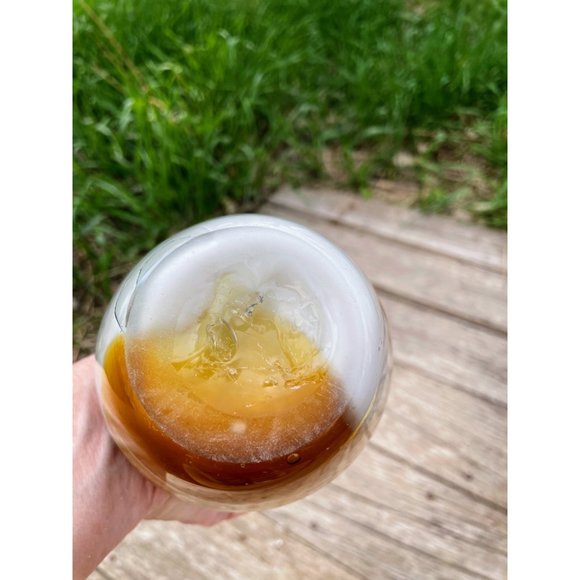 Vintage Art Glass Ruffle Vase Butterscotch Carmel White Swirl - Picture 7 of 16